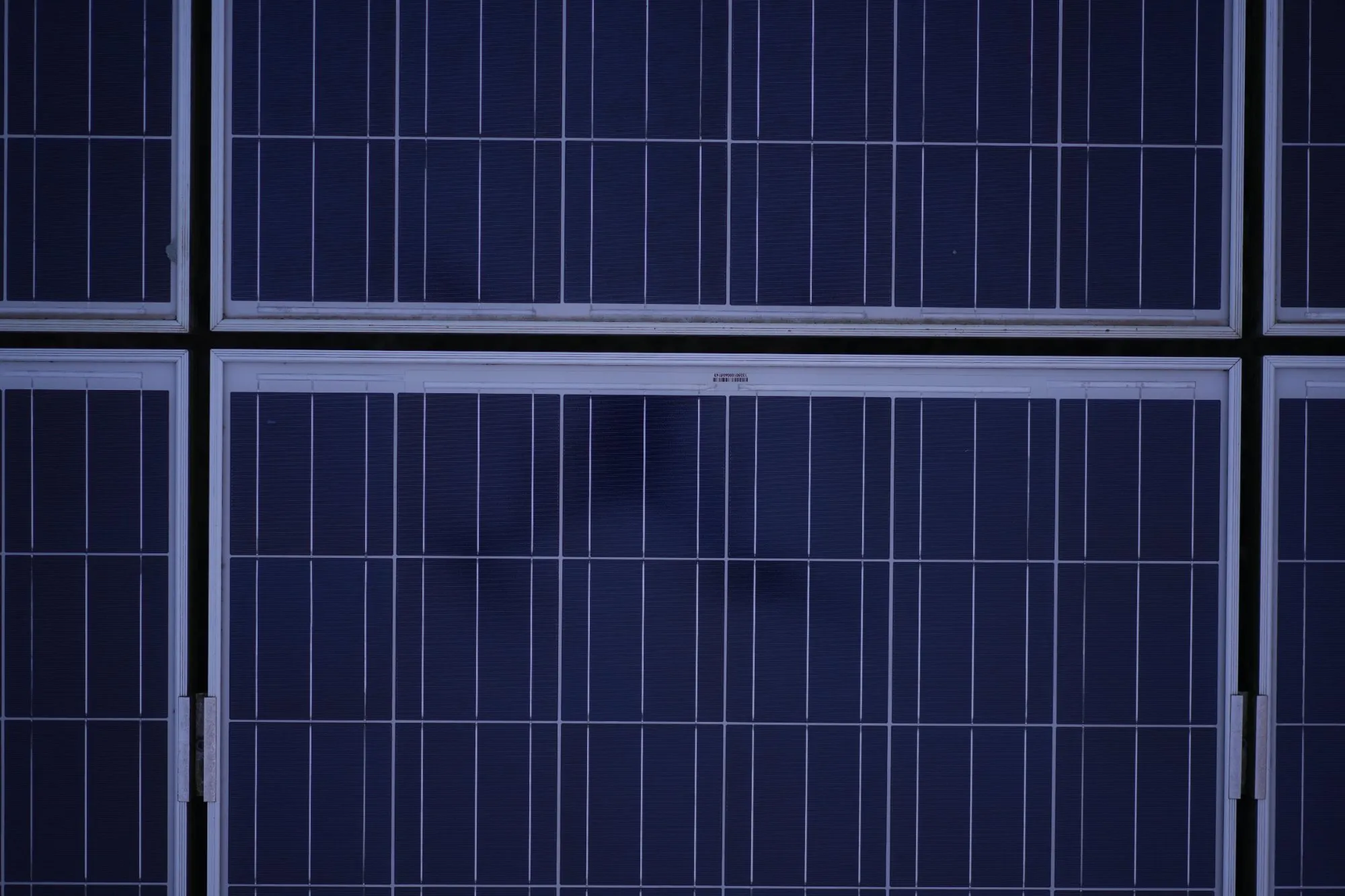 Solar panel with barcode label visible